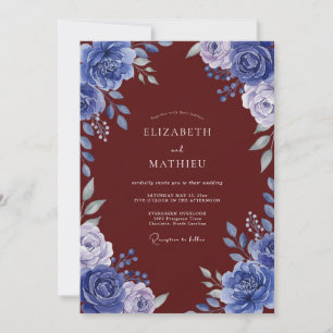 Invitation Peinture Mariage Carmin de Cobalt