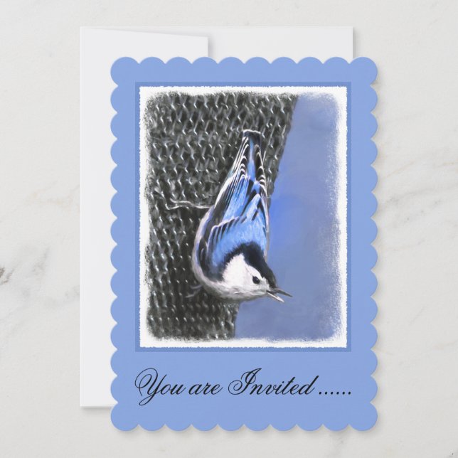 Invitation Peinture Nuthatch à poitrine blanche Art original (Devant)