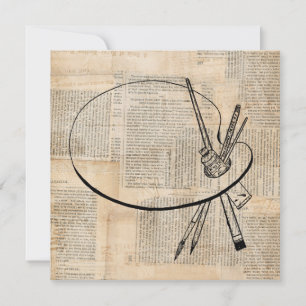 Invitation Peinture & Palette de peinture Art Vintage