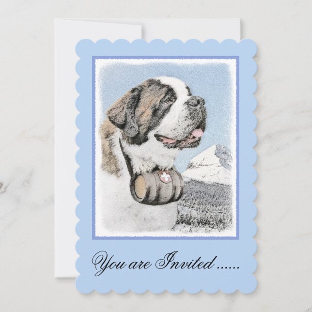 Invitation Peinture Saint Bernard - Cute Original Chien Art (Devant)