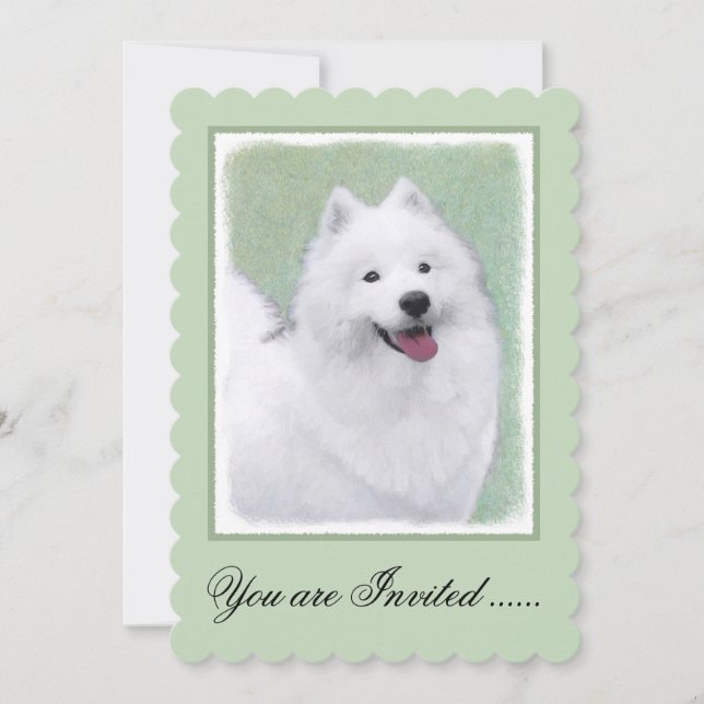 Invitation Peinture Samoyed - Cute Original Chien Art (Devant)