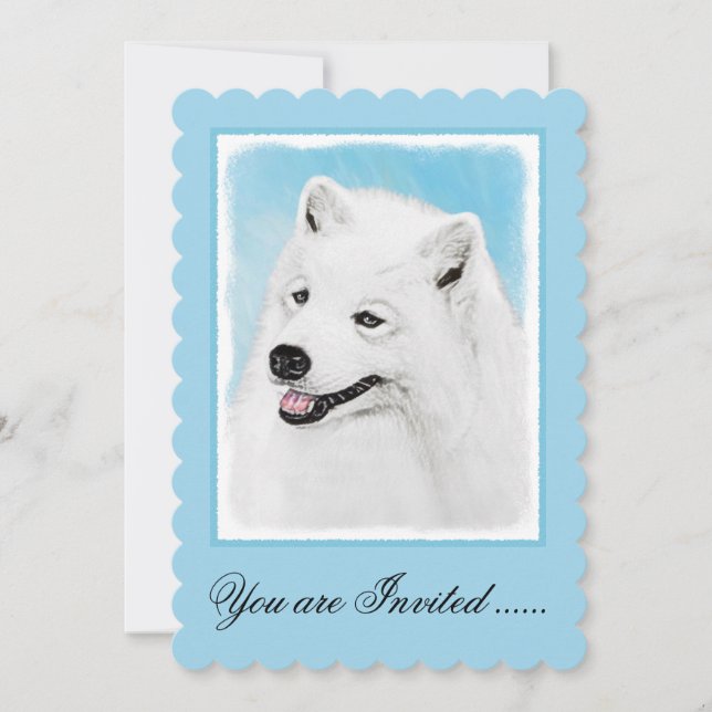 Invitation Peinture Samoyed - Cute Original Chien Art (Devant)