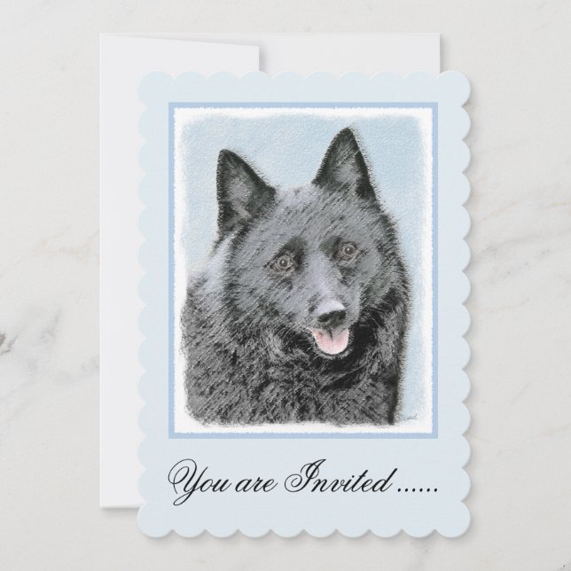 Invitation Peinture Schipperke - Cute Original Chien Art (Devant)