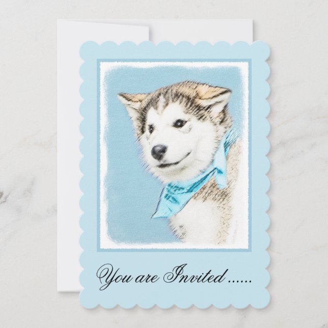 Invitation Peinture Sibérienne Husky Puppy - Art Chien origin (Devant)