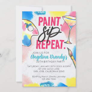 Invitation Peinture & Sip 30e anniversaire Art Party Marbre