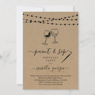 Invitation Peinture & Sip Anniversaire, Bachelorette, Fête de