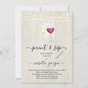 Invitation Peinture & Sip Anniversaire, Bachelorette, Fête de