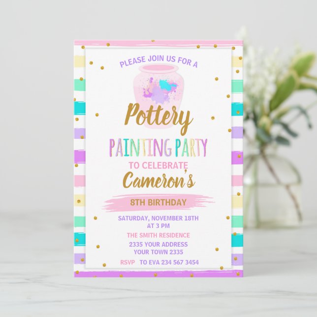 Invitation Peinture sur céramique anniversaire (Debout devant)