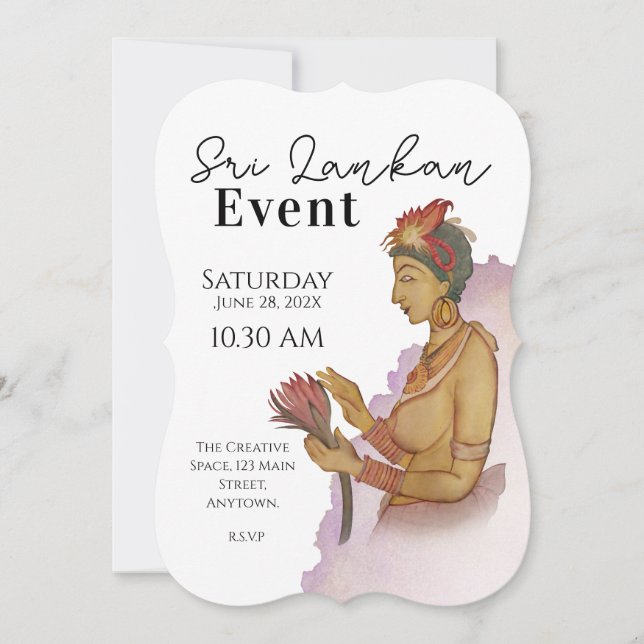 Invitation Peintures sigiri du Sri Lanka (Devant)