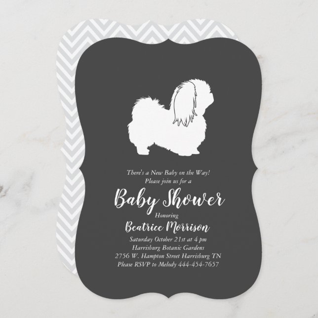 Invitation Pekingese Baby shower Chien Neutre (Devant / Derrière)