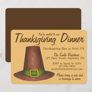Invitation Pèlerin Brown Casquette Thanksgiving Dîner
