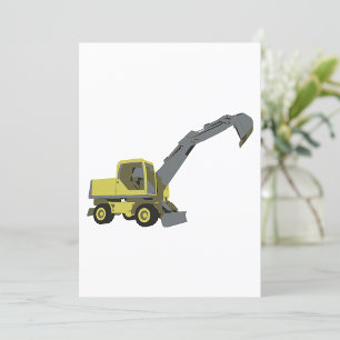 Invitation Pelle Excavatrice Jaune Engins de Construction