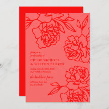 Pencilé Peonies Mariage rouge moderne