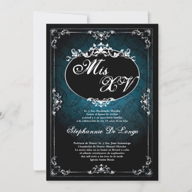 invitation pendante d'anniversaire de Quinceanera (Devant)
