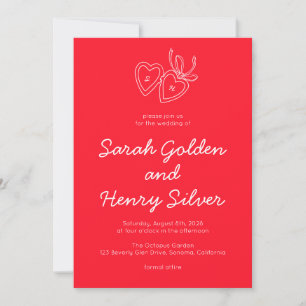 Invitation Pendentif Cœur Fantaisiste Doodle Esquisse Moderne