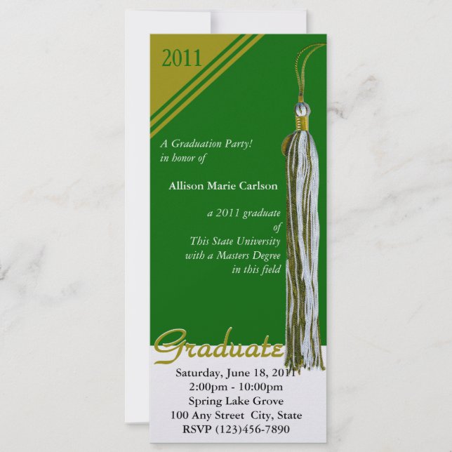 Invitation Pendentif de diplôme / Or et vert (Devant)