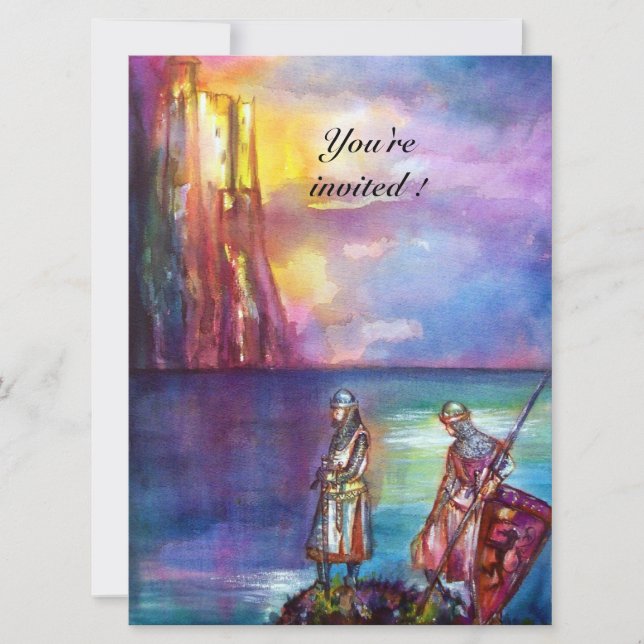 Invitation PENDRAGON Chevaliers médiévaux, Coucher de soleil  (Devant)