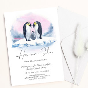 Invitation Penguin Famille d'hiver Noël Sexe Révélation
