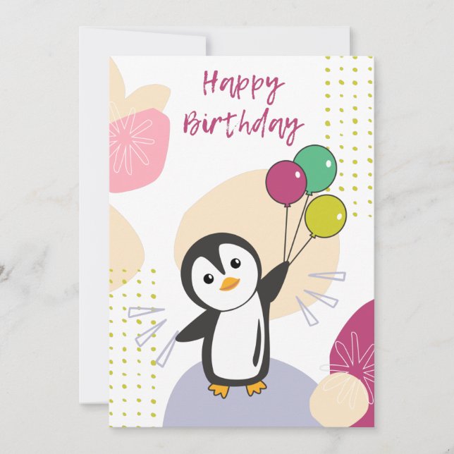 Invitation Penguin Vous Souhaite Bon Anniversaire (Devant)