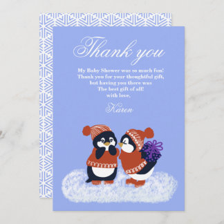 Invitation Penguin Winter Snow Birthday Baby Shower Thank you