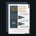 Invitation Pennants du collège | Blue & Gold 50th Birthday<br><div class="desc">Cette invitation branchée à l'anniversaire sur le thème du sport vous permet de choisir votre personnalisation en différentes lettres. Toutes les couleurs peuvent être modifiées. Ajoutez votre libellé personnalisé à cette conception à l'aide des cases "Modifier ce modèle de conception" situées à droite de l'élément ou cliquez sur le bouton...</div>