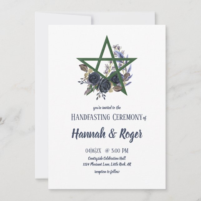 Invitation Pentacle floral gothique Pagan (Devant)