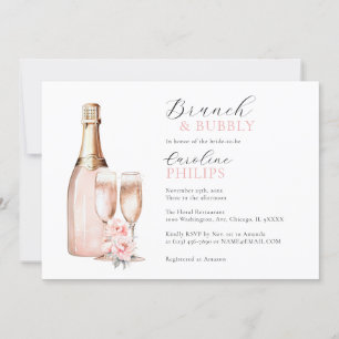 Invitation Peonies Blush Pink Brunch & FÊTE DES MARIÉES Bubbl