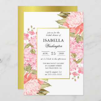 Invitation Peonies et Fêtes des mariées d'Hydrangeas