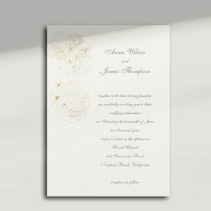 Invitation Peonies Gold Croquis Mariage de calligraphie offic