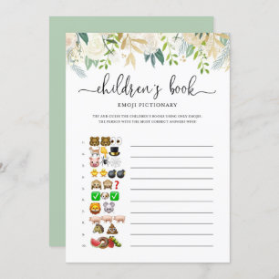 Invitation Peonies Gold Emoji Pictionary Baby shower jeu