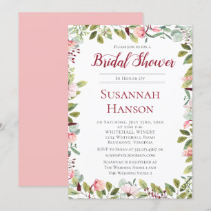 Invitation Peonies romantiques et Fête des mariées Eucalyptus