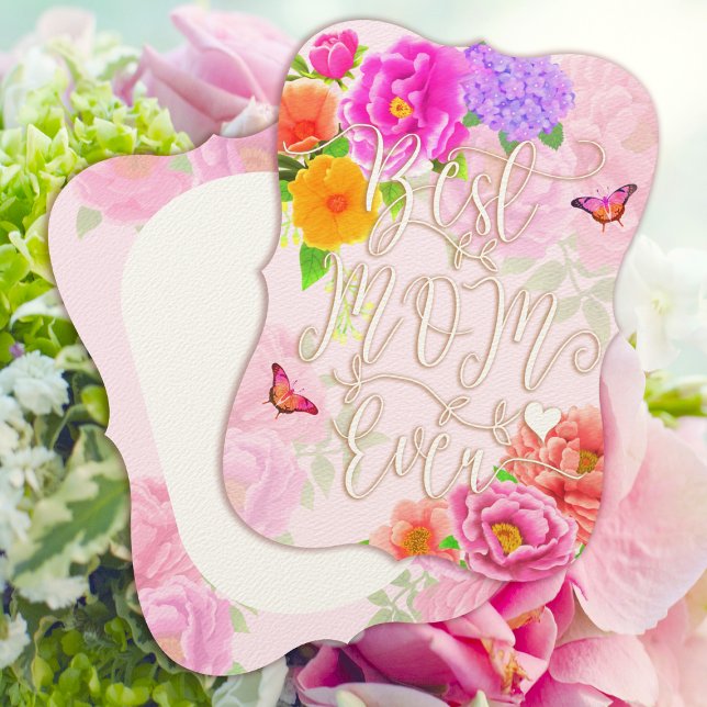 Invitation Peonies romantiques Jardin Rose Meilleure maman (Romantic Peonies Garden Best Mom Ever Pink Mother's Day Card.)