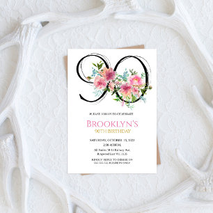 Invitation Peonies roses 90e anniversaire