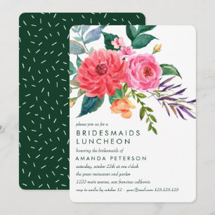 Invitation Peonies roses Bridesmaids de verdure Mariage de dé