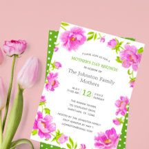 Peonies roses Green Polka Dot Fête des Mères Brunc