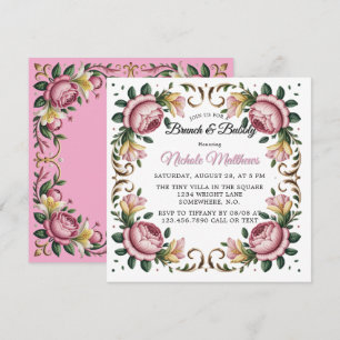 Invitation Peonies roses Rococo Fête des mariées cadre