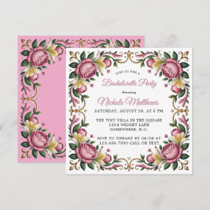 Invitation Peonies roses Rococo Frame Bachelorette