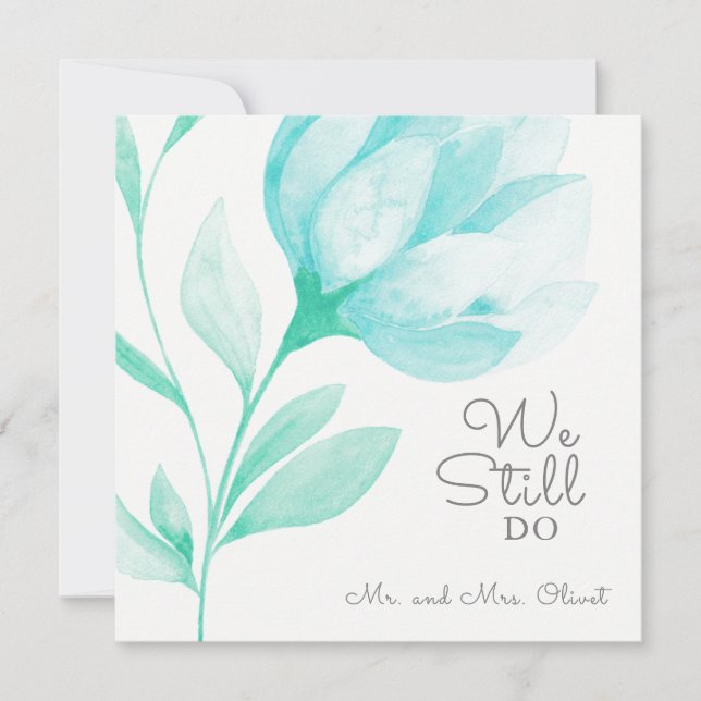 Invitation Peonies turquoises Renouveau Vow 25 ans (Devant)