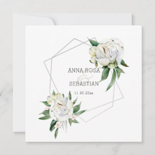 Invitation *~* PEONY AR15 Floral QR RSVP Mariage de trame