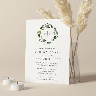 Invitation Peony blanc   Mariage de couronne de monogramme fl