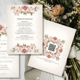 Invitation Peony Elegant Floral Blush rose et ivoire Détails