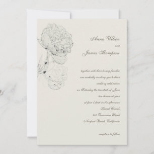 Invitation Peony Enk croquis Ecru Elegant Mariage de calligra