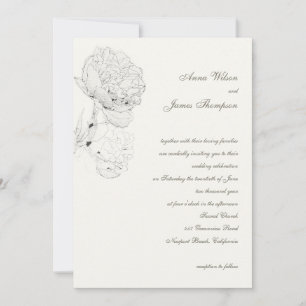Invitation Peony Enk croquis Ivory Élégant Mariage de calligr