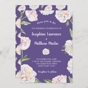 Invitation Peony Floral Violet Puple Wedding