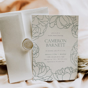 Invitation Peony Garden   Fête des mariées florale vert print
