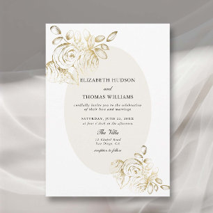 Invitation Peony Sketch Faux Gold Classic Flora Mariage