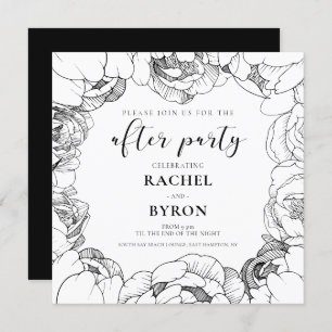 Invitation Peonys noir et blanc mariage après la fête