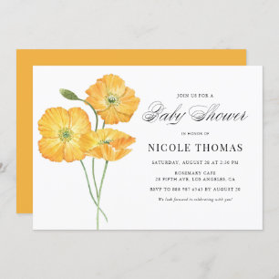 Invitation Pépites d'aquarelle orange Baby shower floral
