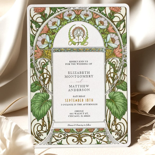 Invitation Pépites vintages Art Nouveau Mariage (Créateur téléchargé)