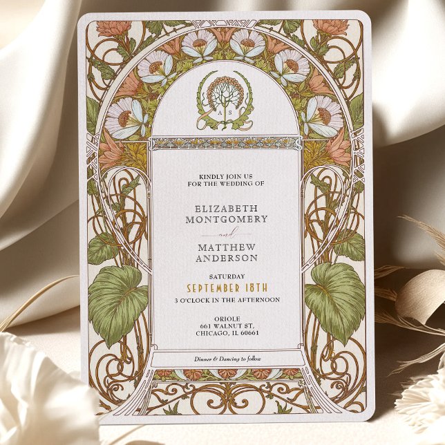 Invitation Pépites vintages Art Nouveau Mariage (Créateur téléchargé)